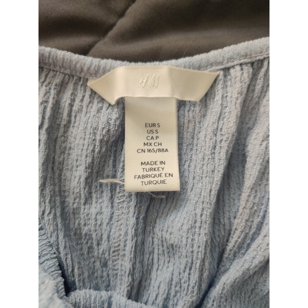 H&M Women Light Blue Crinkle Gauze Wide Leg Jumpsuit Sleeveless Small - Picture 6 of 6